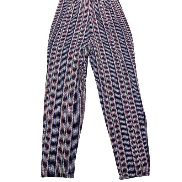 BCBGeneration Jumpsuit Women M Crossover V-neck Draped Pocket Striped Boho Beach - Picture 8 of 16